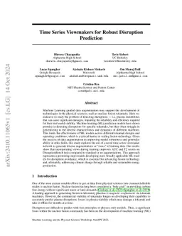 Time Series Viewmakers for Robust Disruption Prediction