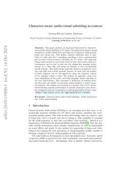 Character-aware audio-visual subtitling in context