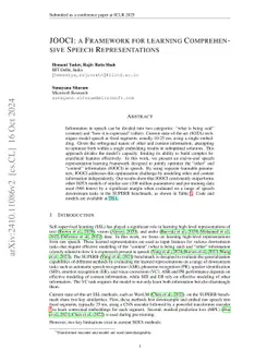 JOOCI: a Framework for Learning Comprehensive Speech Representations