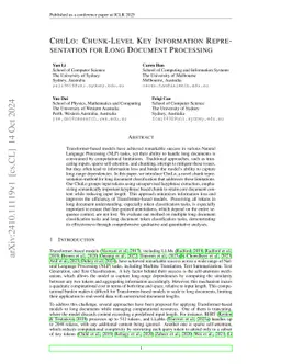 ChuLo: Chunk-Level Key Information Representation for Long Document Understanding