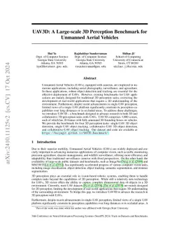 UAV3D: A Large-scale 3D Perception Benchmark for Unmanned Aerial
  Vehicles