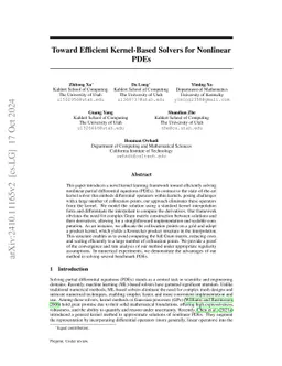 Toward Efficient Kernel-Based Solvers for Nonlinear PDEs