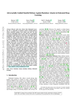Adversarially Guided Stateful Defense Against Backdoor Attacks in
  Federated Deep Learning