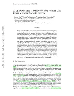 A CLIP-Powered Framework for Robust and Generalizable Data Selection