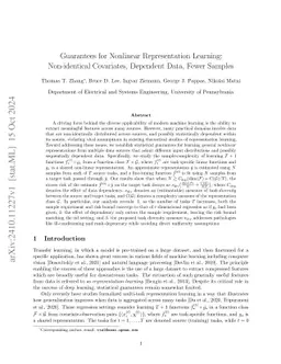 Guarantees for Nonlinear Representation Learning: Non-identical
  Covariates, Dependent Data, Fewer Samples