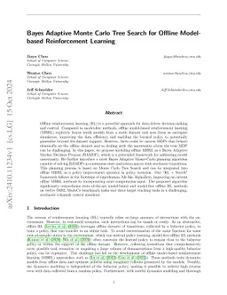 Bayes Adaptive Monte Carlo Tree Search for Offline Model-based Reinforcement Learning