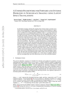A Unified Framework for Forward and Inverse Problems in Subsurface Imaging using Latent Space Translations