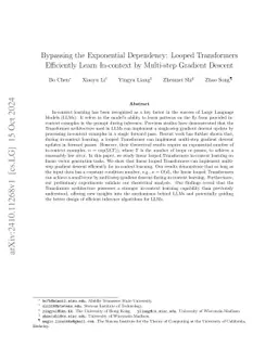 Bypassing the Exponential Dependency: Looped Transformers Efficiently Learn In-context by Multi-step Gradient Descent
