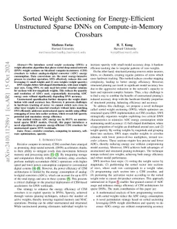 Sorted Weight Sectioning for Energy-Efficient Unstructured Sparse DNNs
  on Compute-in-Memory Crossbars