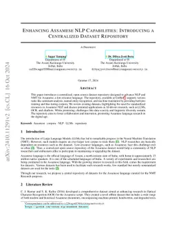 Enhancing Assamese NLP Capabilities: Introducing a Centralized Dataset
  Repository