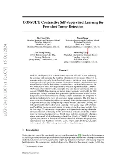 CONSULT: Contrastive Self-Supervised Learning for Few-shot Tumor
  Detection