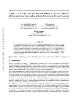 SHAKTI: A 2.5 Billion Parameter Small Language Model Optimized for Edge AI and Low-Resource Environments