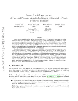 Secure Stateful Aggregation: A Practical Protocol with Applications in
  Differentially-Private Federated Learning