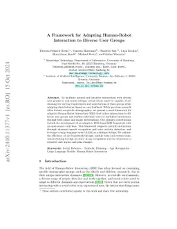 A Framework for Adapting Human-Robot Interaction to Diverse User Groups