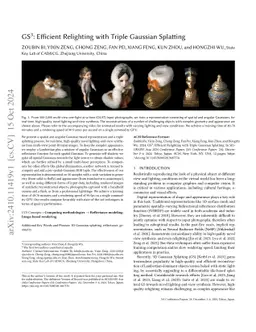 GS^3: Efficient Relighting with Triple Gaussian Splatting