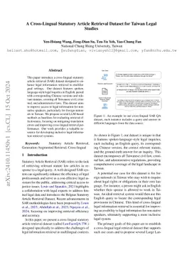 A Cross-Lingual Statutory Article Retrieval Dataset for Taiwan Legal
  Studies