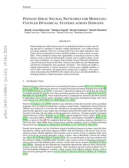 Poisson-Dirac Neural Networks for Modeling Coupled Dynamical Systems
  across Domains