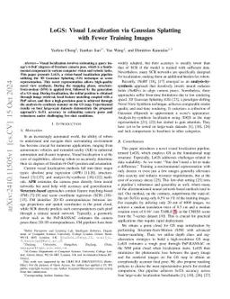 LoGS: Visual Localization via Gaussian Splatting with Fewer Training
  Images
