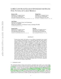 LoKO: Low-Rank Kalman Optimizer for Online Fine-Tuning of Large Models