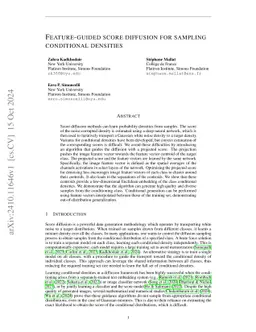 Feature-guided score diffusion for sampling conditional densities