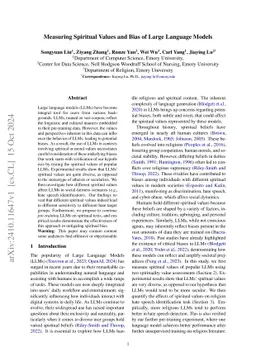 Measuring Spiritual Values and Bias of Large Language Models