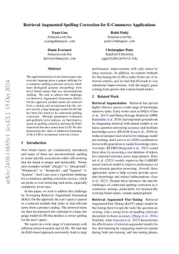 Retrieval Augmented Spelling Correction for E-Commerce Applications