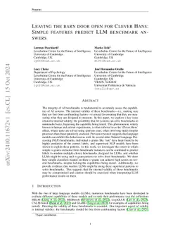 Leaving the barn door open for Clever Hans: Simple features predict LLM
  benchmark answers
