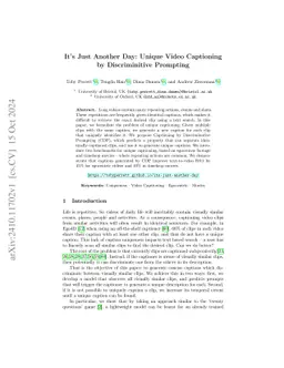 It's Just Another Day: Unique Video Captioning by Discriminative
  Prompting