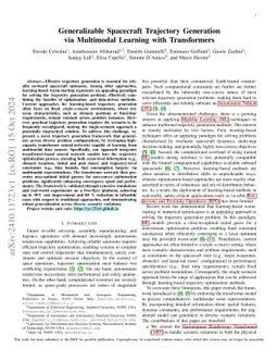 Generalizable Spacecraft Trajectory Generation via Multimodal Learning
  with Transformers