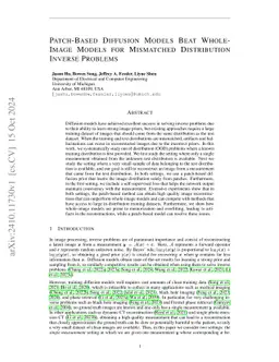 Patch-Based Diffusion Models Beat Whole-Image Models for Mismatched
  Distribution Inverse Problems