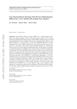 Can Search-Based Testing with Pareto Optimization Effectively Cover
  Failure-Revealing Test Inputs?