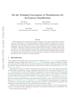 On the Training Convergence of Transformers for In-Context Classification of Gaussian Mixtures