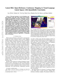 LatentBKI: Open-Dictionary Continuous Mapping in Visual-Language Latent Spaces with Quantifiable Uncertainty