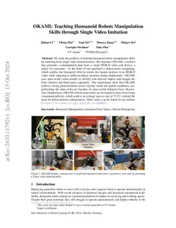 OKAMI: Teaching Humanoid Robots Manipulation Skills through Single Video
  Imitation