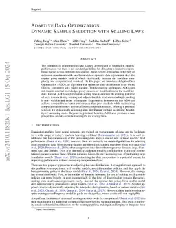 Adaptive Data Optimization: Dynamic Sample Selection with Scaling Laws