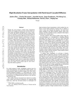 High-Resolution Frame Interpolation with Patch-based Cascaded Diffusion
