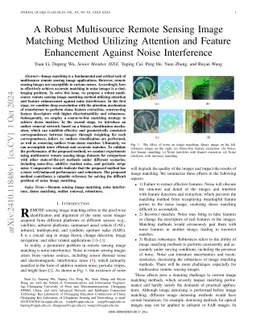A Robust Multisource Remote Sensing Image Matching Method Utilizing
  Attention and Feature Enhancement Against Noise Interference