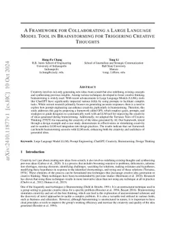 A Framework for Collaborating a Large Language Model Tool in
  Brainstorming for Triggering Creative Thoughts