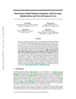 Dual-frame Fluid Motion Estimation with Test-time Optimization and
  Zero-divergence Loss