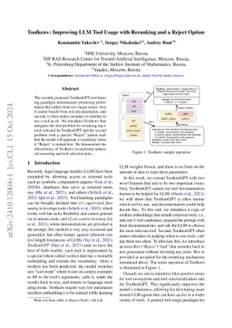 Toolken+: Improving LLM Tool Usage with Reranking and a Reject Option