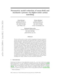 Parametric model reduction of mean-field and stochastic systems via
  higher-order action matching