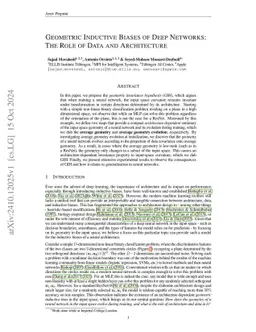 Geometric Inductive Biases of Deep Networks: The Role of Data and Architecture