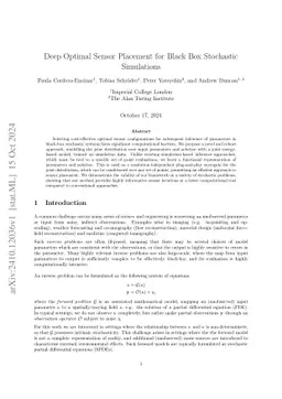 Deep Optimal Sensor Placement for Black Box Stochastic Simulations