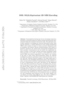 SOE: SO(3)-Equivariant 3D MRI Encoding