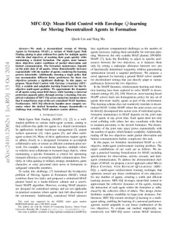 MFC-EQ: Mean-Field Control with Envelope Q-Learning for Moving
  Decentralized Agents in Formation