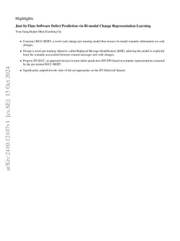 Just-In-Time Software Defect Prediction via Bi-modal Change
  Representation Learning