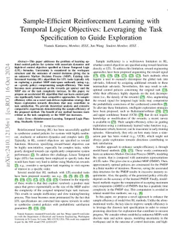 Sample-Efficient Reinforcement Learning with Temporal Logic Objectives:
  Leveraging the Task Specification to Guide Exploration