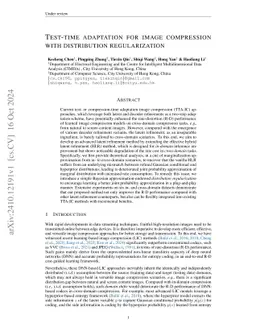 Test-time adaptation for image compression with distribution
  regularization