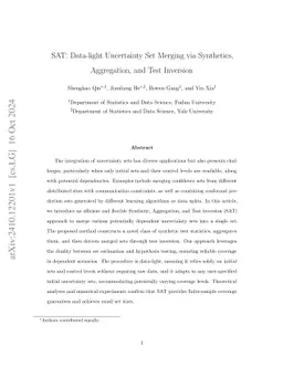 Data-light Uncertainty Set Merging with Admissibility
