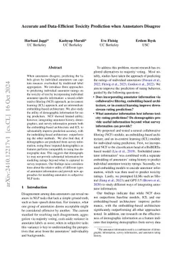 Accurate and Data-Efficient Toxicity Prediction when Annotators Disagree
